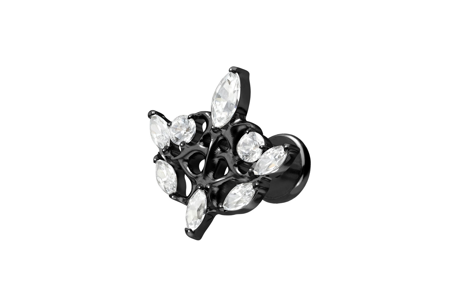 Titan Labret Piercing mit Push Fit GOTISCHES DESIGN